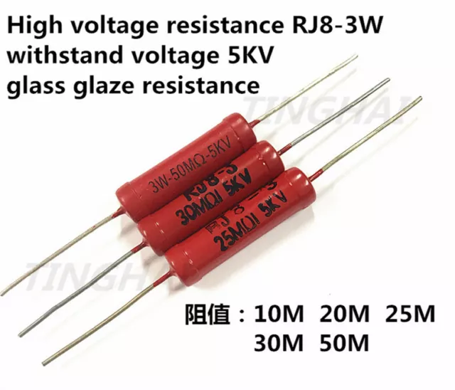 1pcs RI80 High Voltage Resistance RJ8-3W 10M ~15M~20M ~25M ~30M~ 50M Voltage 5KV