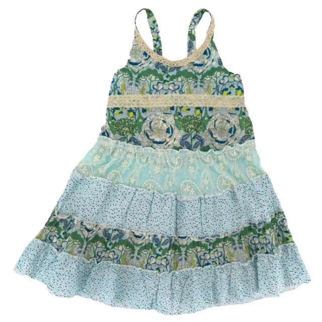 Baby Sara 4T Toddler Girls Blue Polka Dot Floral Flower Crochet Lace Dress NEW