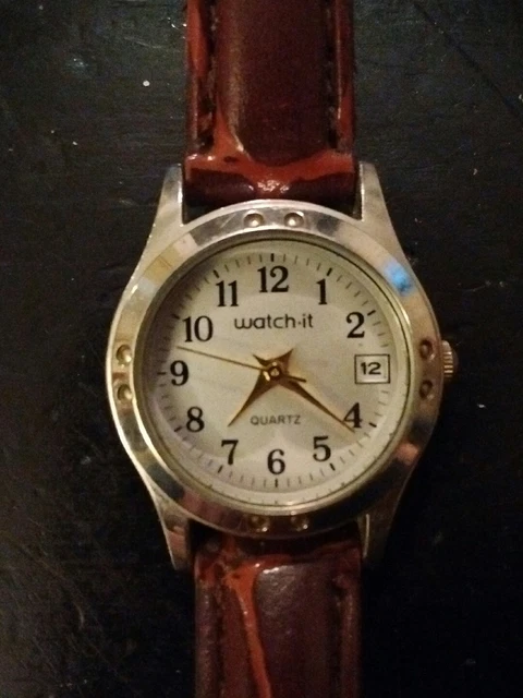 Montre Femme Vintage, Ronde, Cadran Rose, Bracelet Blanc, Quartz, Fonctionne