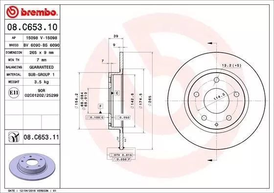 2x Brembo 08.C653.11 Bremsscheibe für MAZDA 3 BM BN Bremsscheiben