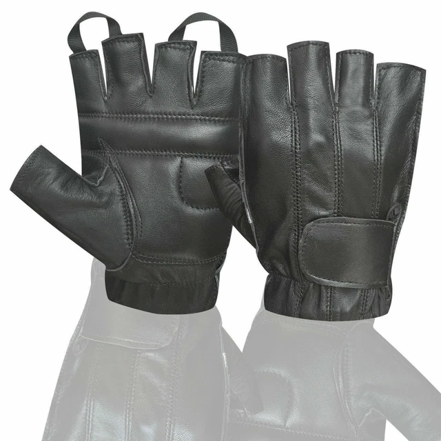 Bestpaper Fingerless Leather Gloves – Mesh Back, For Driving, Cycling, Gym & Training (White)