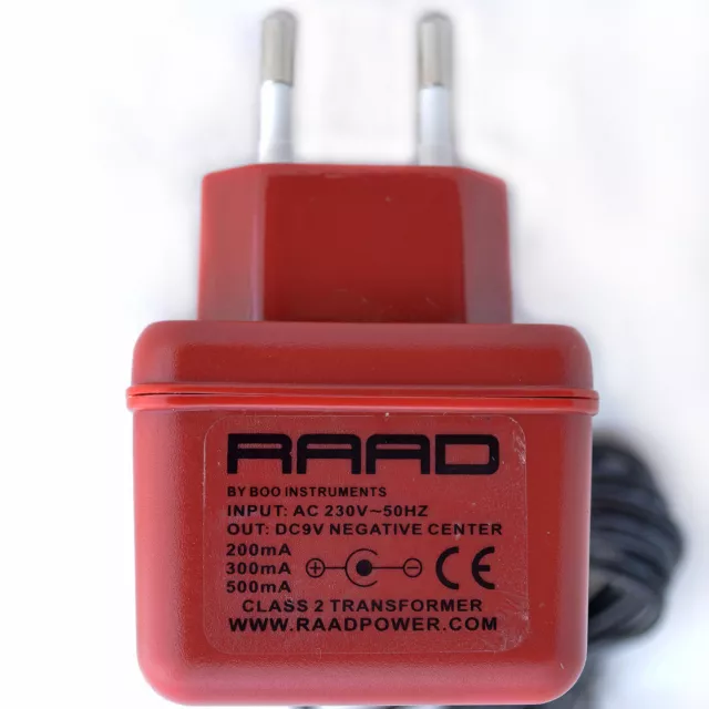 RAAD DC 9V regulated power supply center negative minus tip adapter guitar pedal