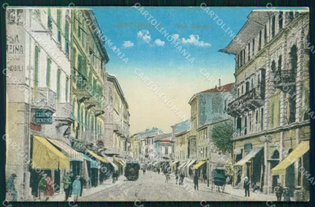 Imperia Ventimiglia Via Cavour Tram cartolina RT1885