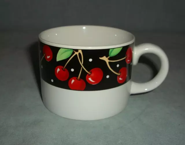 Sakura Cherries At Home with Mary Engelbreit Coffee Mug Cup White Bottom Band