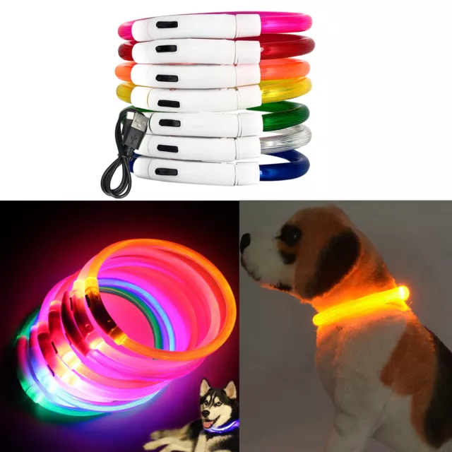 USB Charging LED Glowing Dog Collar Night Flash Pet Cat Neck Ring Cuttable SS746