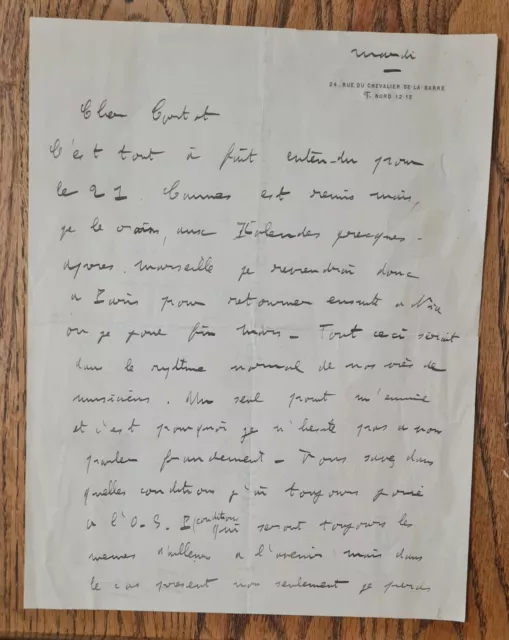 lettre autographe signée de Francis  POULENC