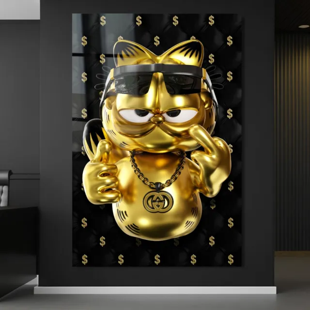 Wandbild Luxus Garfield Golden , Kunst Marke Acrylglas , Leinwand Poster