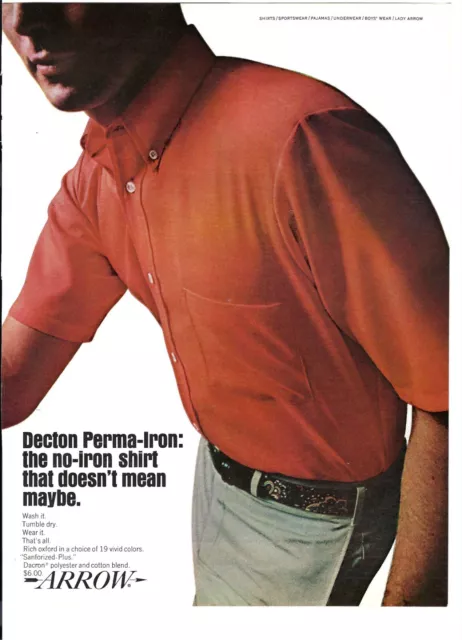 1967 Arrow Dectron Perma-Iron Shirt Photo Vintage Print Ad Advertisement