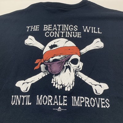 Vintage The Beatings Will Continue Until Morale Improves Skull Pirate T-Shirt