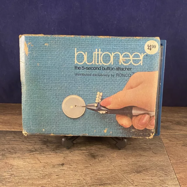 Vintage 1960s Dennison Ronco Buttoneer - 5 Second Button Attacher As Seen  On TV