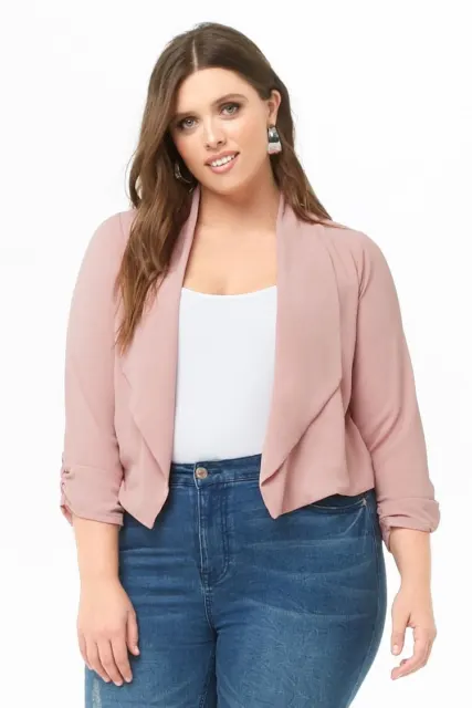 Forever 21 Mauve Crepe Open-Front Blazer - Size 1X