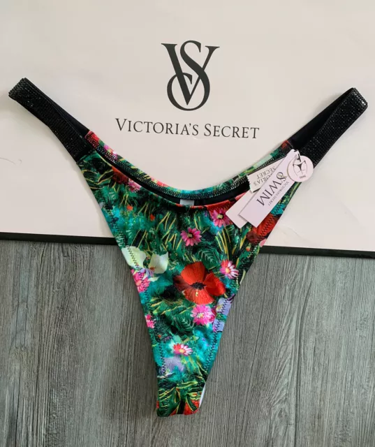 Victoria's Secret Brazilian Bikini Thong Shine Strap Logo Mixed Berry Cherry  S