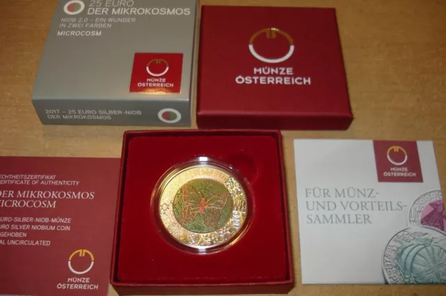 25 Euro Niob Silber Mikrokosmos 2017 Österreich Silber Niobium ! . .