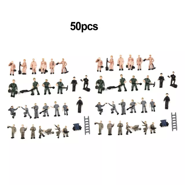 HO Scale Train Model Accessory Set 50 Painted Figures for Scenery Scenes