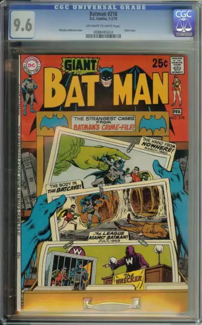 Batman #218 Cgc 9.6 Ow/Wh Pages // Murphy Anderson Cover Art Dc Comics 1970