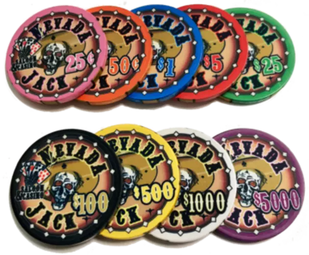 Nevada Jack Skulls 10 Gram Ceramic Poker Chips Sample Set - 9 Chips - 1 of each 2