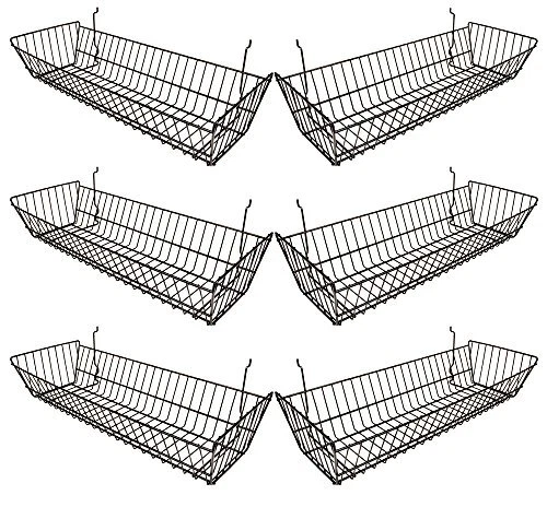 - Black Multi-fit Double Sloping Wire Basket for Slatwall, Pegboard or