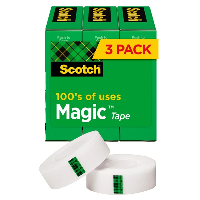 Magic Tape, 3" Core, 1"x2592" , 3/PK, Transparent