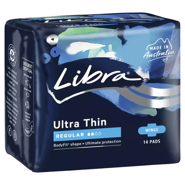 Libra Ultra Thin Regular With Wings 14 Pads Ultimate Protection BodyFit Shape