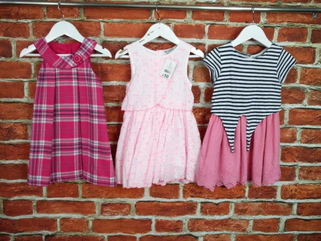 Girl Bundle Age 2-3 Years Next George Pinafore Dress Summer Sun Stripe Pink 98Cm