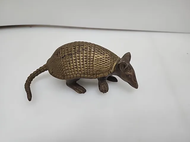 Vintage Heavy Brass Armadillo Paperweight Figure 5.5”