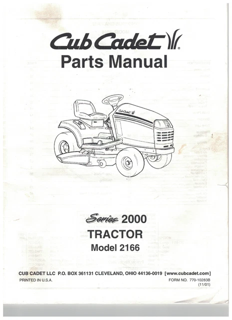 CUB CADET SERVICE MANUAL AND PARTS MANUAL SERIES 2000 Tractors $13.79 - PicClick CA