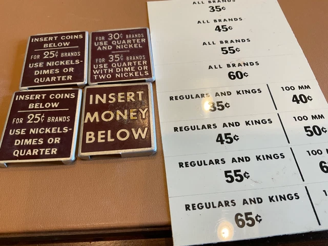 1940S NATIONAL CIGARETTE Vending Machine Coin Op Signs 4 EX NR $10.00