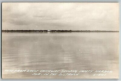 1930-50 View From Davis Causeway Safety Harbor Florida Rppc Real Photo Postcard