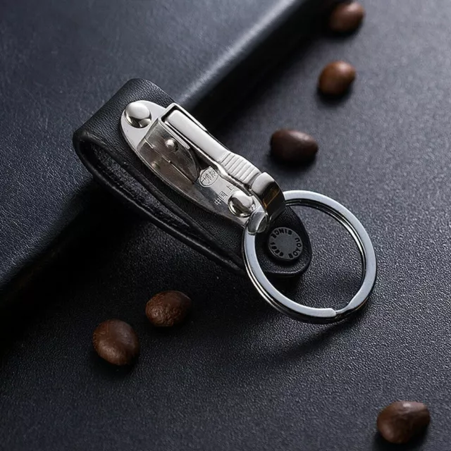 Quick Release Belt Clip Ring Holder Detachable Stainless Steel Leather Key chain