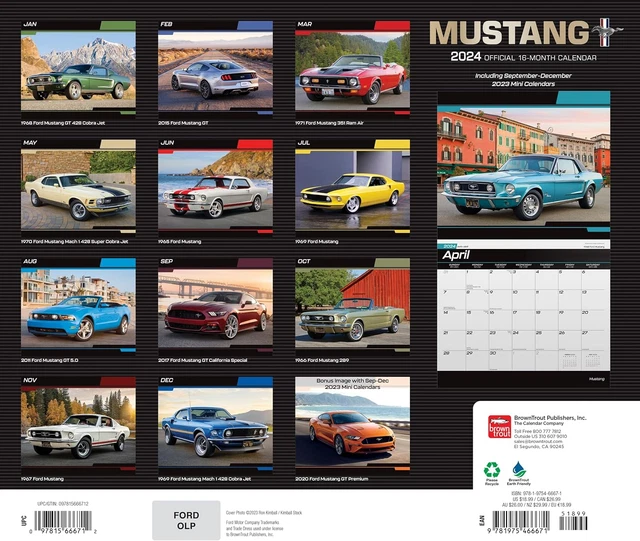 FORD MUSTANG CALENDAR 2024 Deluxe 2024 Mustang Wall Calendar Bundle