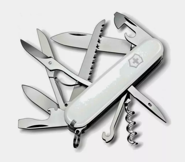 New Victorinox Swiss Army 91mm Knife  WHITE HUNTSMAN   1.3713.7