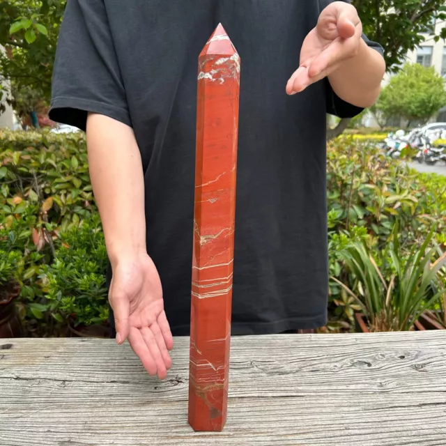 5.1LB 19.4"Natural Red Jasper Tower Quartz Point Crystal Obelisk Healing Reiki