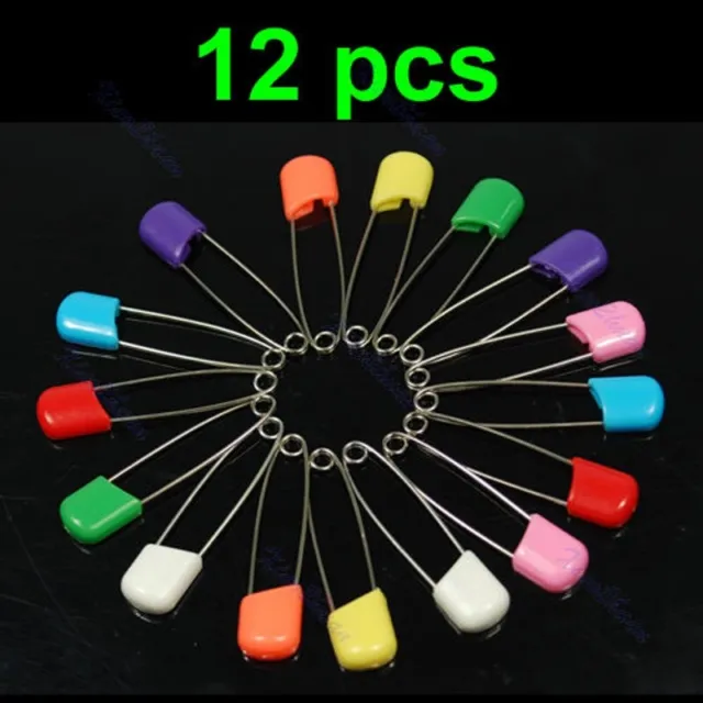 12 pcs Colors Safety Locking Baby Cloth Nappy Diaper Craft Pins
