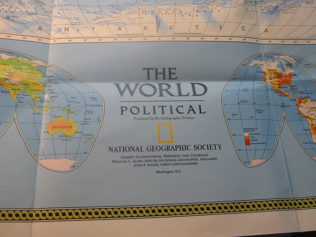 THE WORLD PHYSICAL + THE WORLD POLITICAL MAP 1996 National Geographic ...