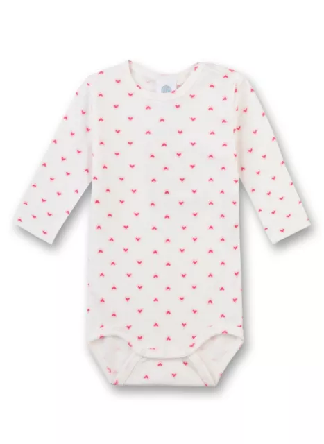 Long Sleeve Baby Bodysuit, 1/1 Sleeve, Hearts, White V.Sanetta Size 92-98