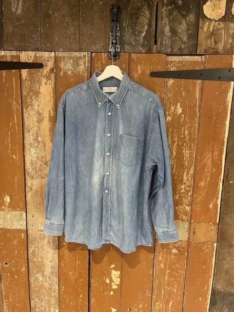 ST MICHAEL M&S Denim Shirt Collared Long Sleeve Button-Up Cotton Men's ...