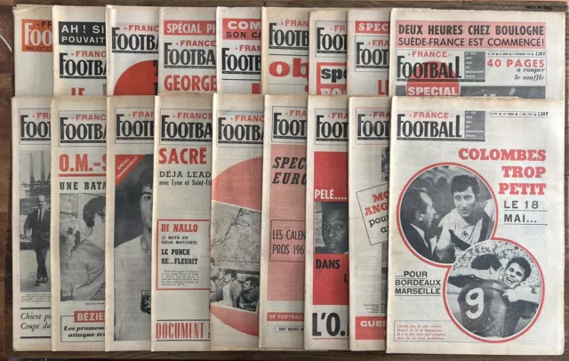 Lot de 18 FRANCE FOOTBALL de 1969 - Europe Marseille Saint Etienne Lyon Bordeaux