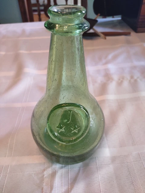 Vintage Collectors Joseph Frances Thick Green Bobble Glass Bottle Jamestown
