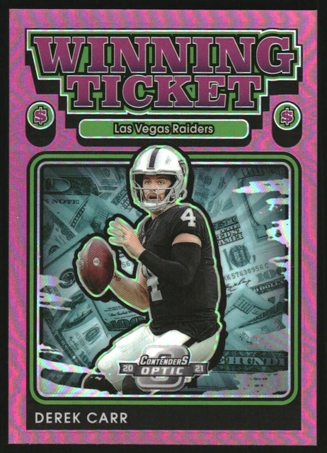 2021 Panini Contenders Optic Winning Tickets Pink #6 Derek Carr /75