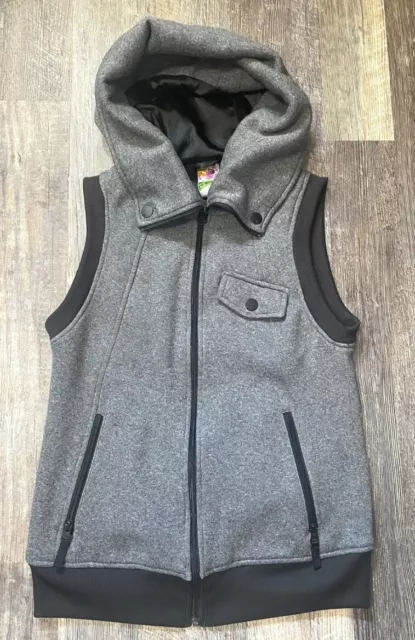 Burton Womens Vest Jacket SM Small Gray Sleeveless Full Zip Dry Ride Hooded #W78