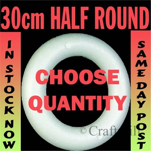 30cm Polystyrene HALF round rounded Rings Wreaths for craft christmas florist