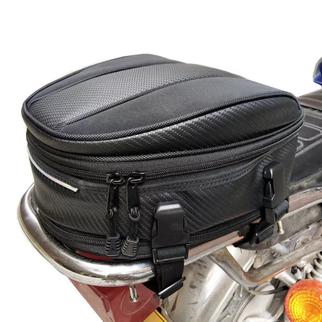 Motorcycle Rear Tail Seat Back Carry Bag Vehicle Luggage Storage Box Universal