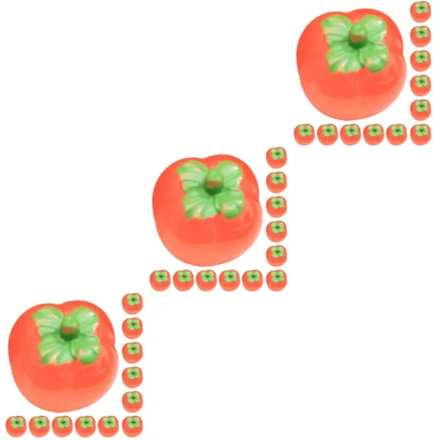 54 piezas Mini Modelo Caqui Simulado Pequeño Decoración de Frutas Mini Paisaje