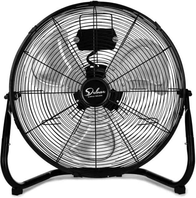 Simple Deluxe 12 Inch 3Speed High Velocity Heavy Duty Metal Industrial Floor Fan