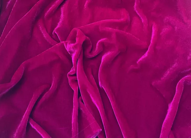 Magenta Silk velvet  solid fabric 45” clothing drapery dresses yard