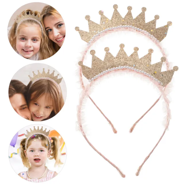 Corbatas para el cabello de bebé princesa corona de perlas 2 piezas