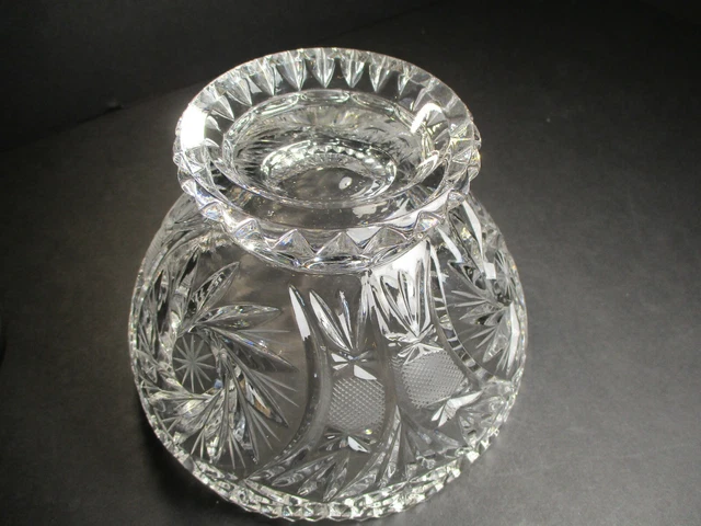 Vintage American Brilliant Period Cut Glass Bowl W/ Sawtooth Edge 9