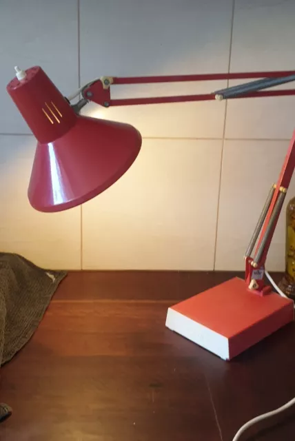 Vintage Industrial Red LUXO Articulating Table Desk Lamp, Retro