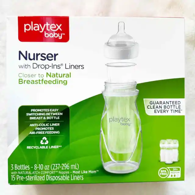NEW Unopened PLAYTEX Baby Nurser Bottle 3 Ct Disposable Drop Ins Liners 8 -10 oz