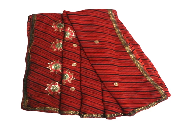 Tissu Ethnique Rayé Coton/lin 1m - Style Bohème, Indien, Méditerranéen DIY